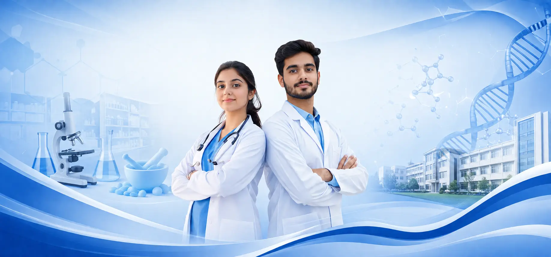 Pharmacy students learning at B Cube Pharmacy Academy